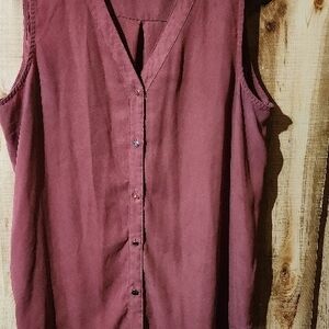 Sleeveless Button-Up Top - Rust